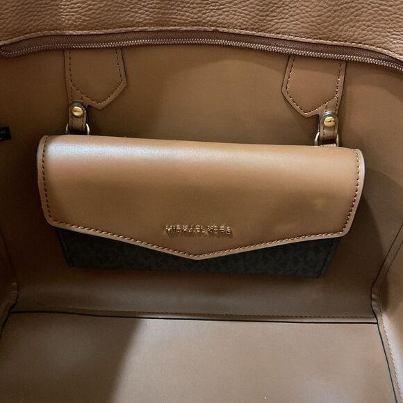 Michael Kors Maisie Large Pebbled Leather 3-in-1 Tote Bag Brown NWT - Picture 6 of 13